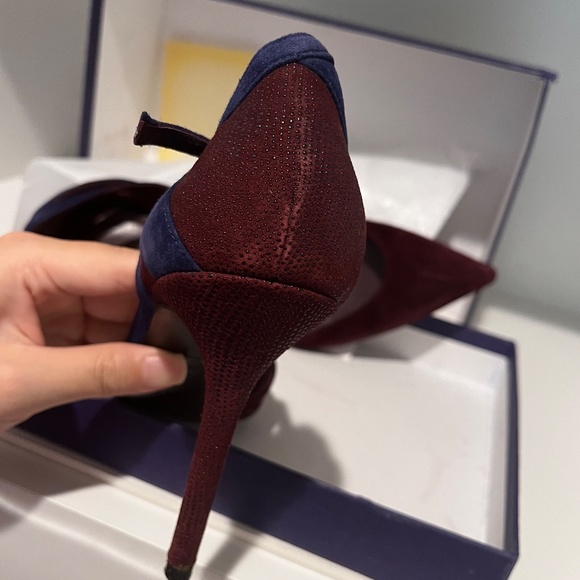 Stuart Weitzman Pumps Heels Pointed Toe Suede Ankle Strap size 8 - Picture 5 of 12